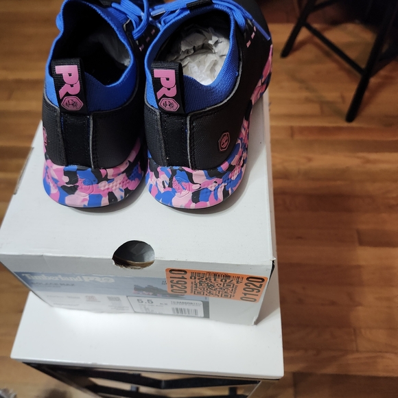 Timberland Kids Black and Blue Sneakers with Pink Accents - Picture 5 of 8